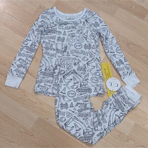 NWT Caden Lane Colorable Pajamas Construction Trucks Kids Sz 5/6 Bamboo